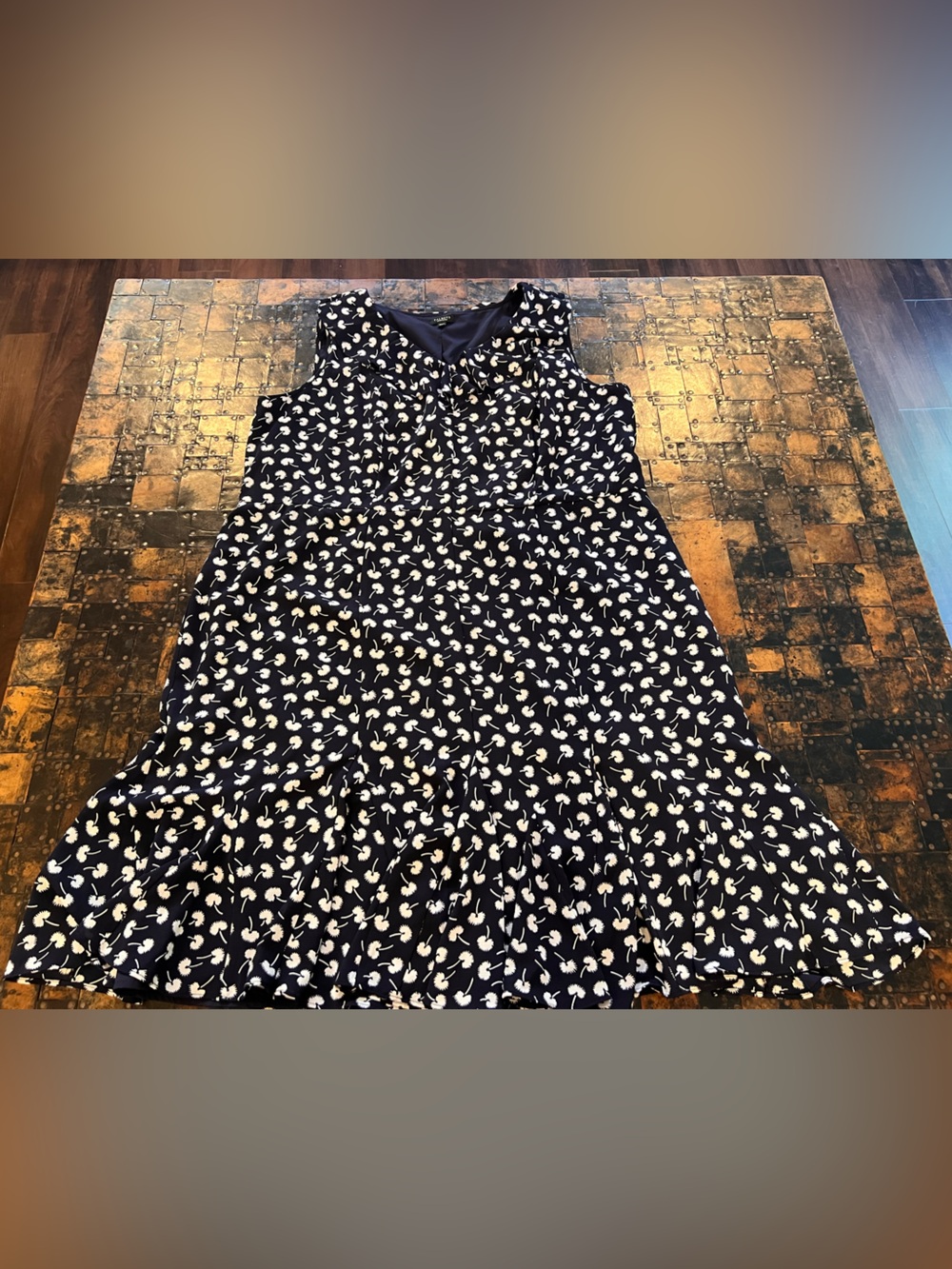 Talbots Navy Dress with White Floral Print